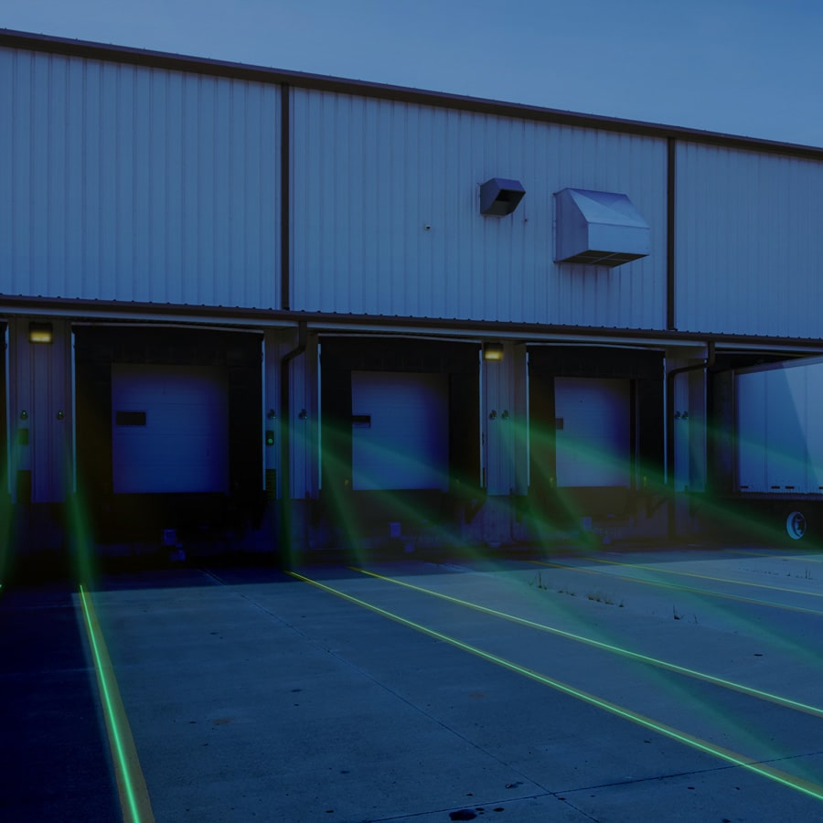Grønne laserlinjer som støtte ved rygging til rampe