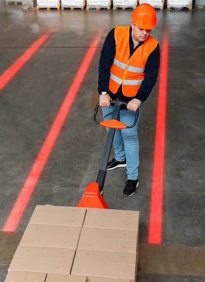 Gulvmerking med LED/laser lyslinjer i lager