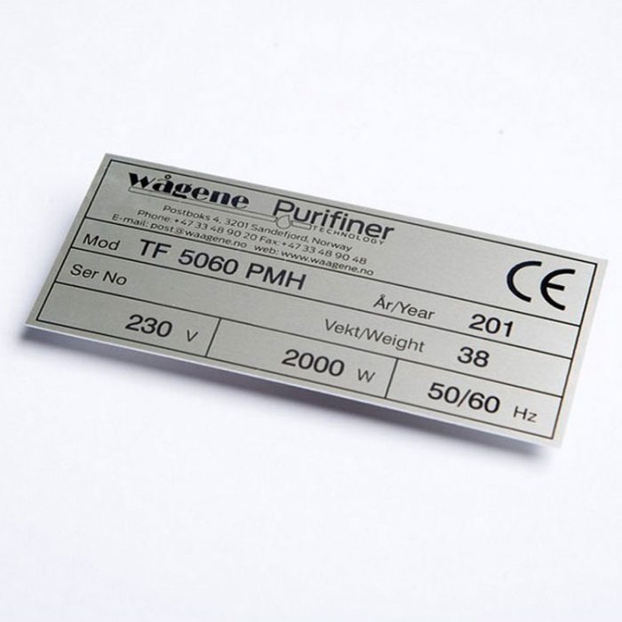 Lasergraverte skilt aluminium : 451000-5 : BSafe Systems AS