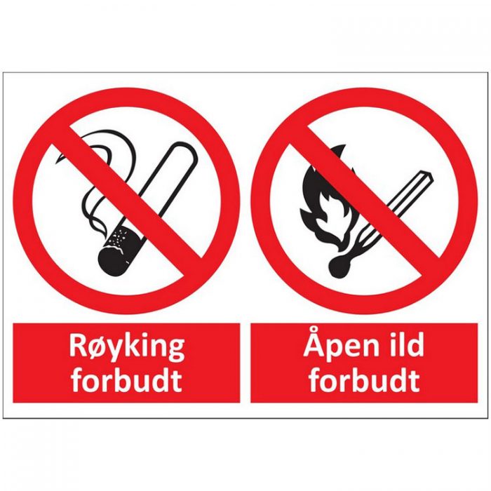 Skilt forbud mot røyking og åpen ild : 450396 : BSafe Systems AS