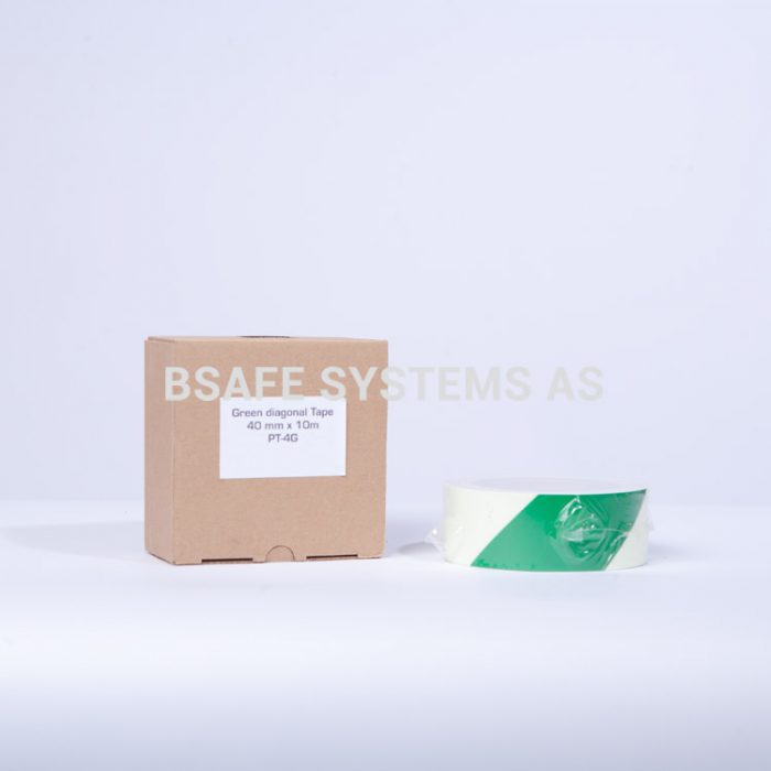Merking : etterlysende tape grønn diagonale striper 460502 : Bsafe Systems AS