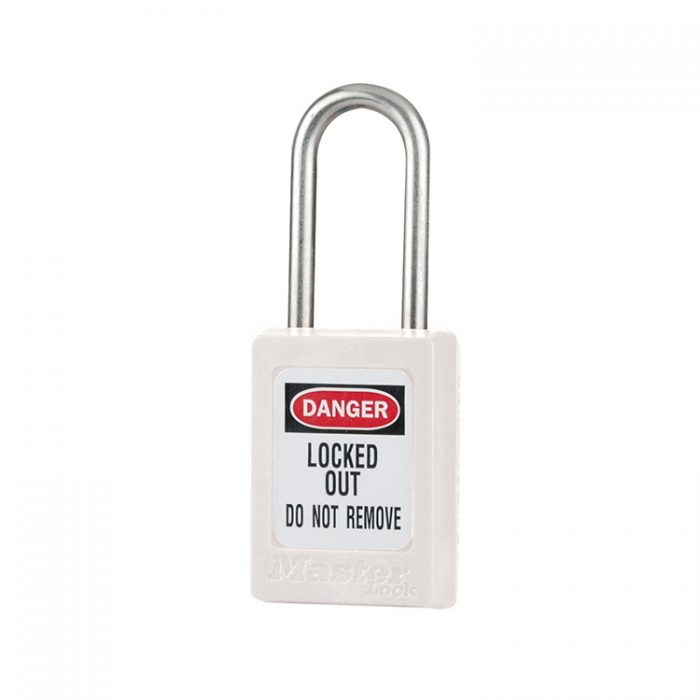 Lockout hengelås hvit, tynn bøyle : Masterlock 10S31WHT : Bsafe Systems AS